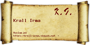 Krall Irma névjegykártya