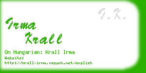 irma krall business card